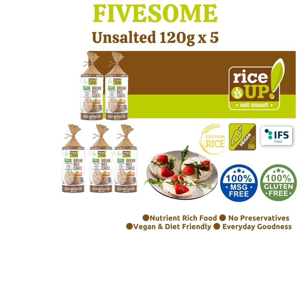 Riceup Gluten Free Unsalted Whole Grain Brown Rice Crunchy Cakes Combo