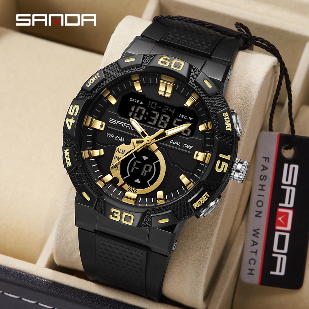 Sanda Men S Multisport Watch Dual Display Luminous Led Digital Watch