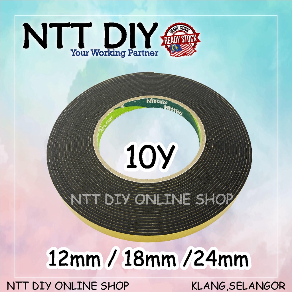 Ntt Diy Nissho Double Sided Foam Tape Mm Mm Mm Black Meter