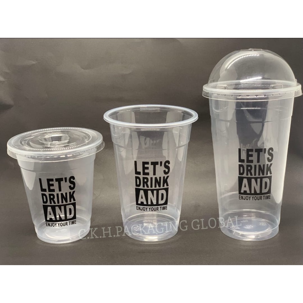 12oz 16oz 22oz PP PET Plastic Cup With Printing Wordings Flat Or Dome