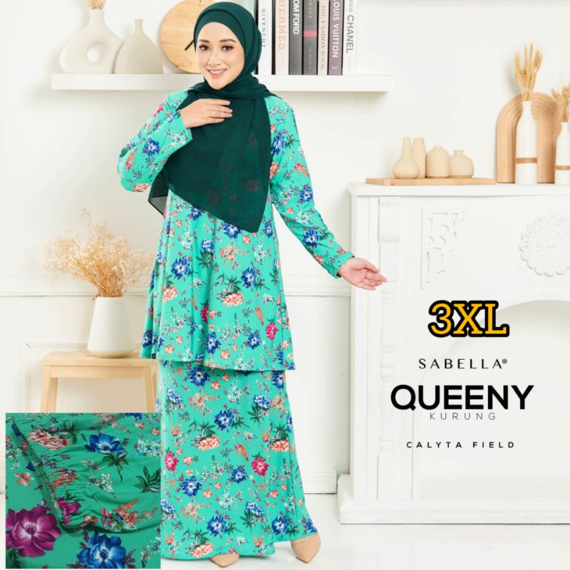 Sabella Kurung Printed Queeny Queen Ready Stock Baju Moden Ironless