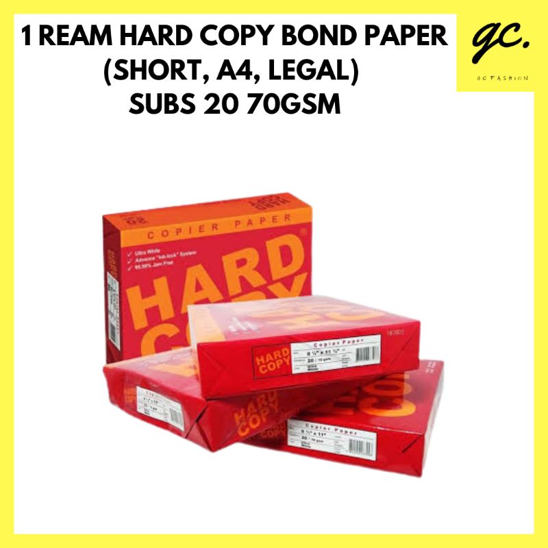 Gc Hard Copy Bond Paper Gsm Short A Legal Shopee Malaysia