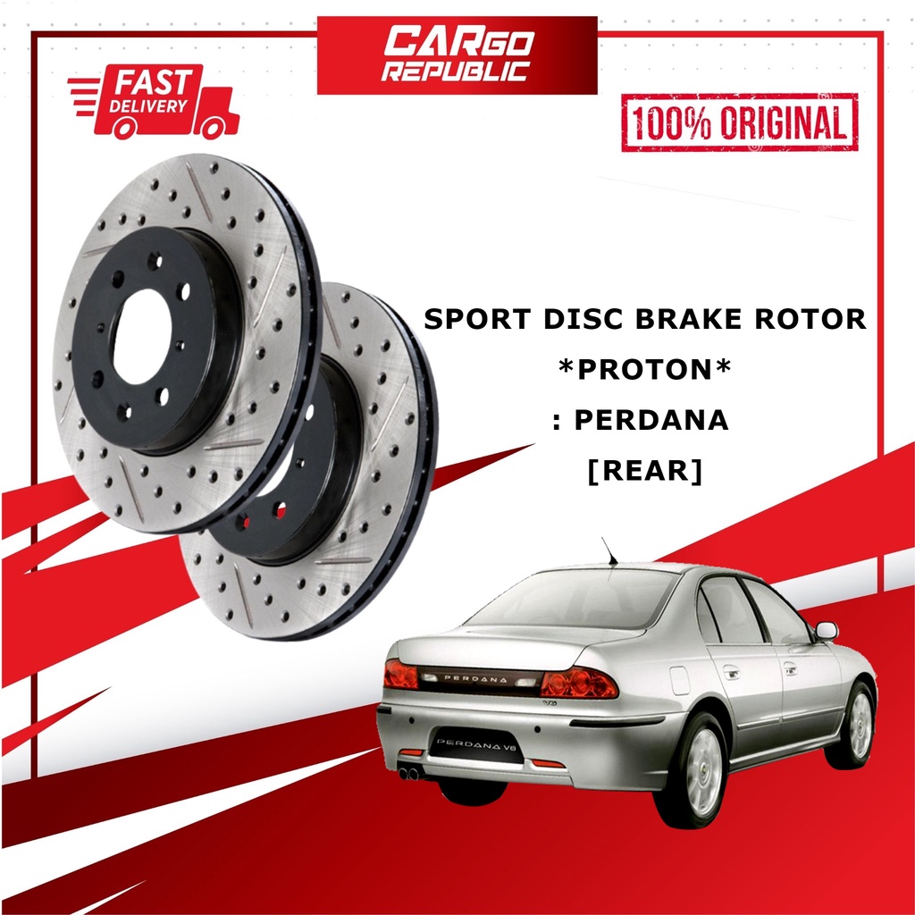 Questa Proton Perdana Rear Belakang Disc Rotor Sport Drilled And