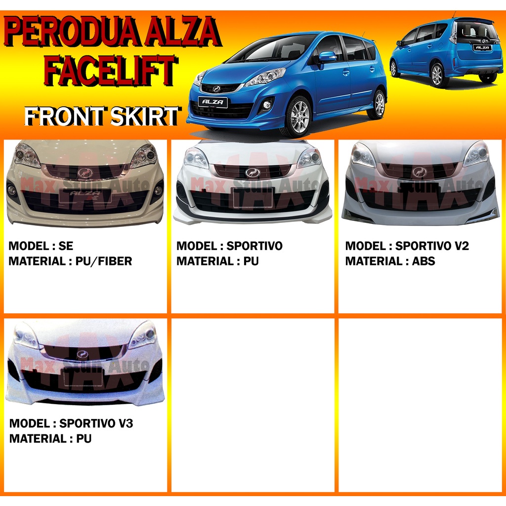 Perodua Alza Facelift Front Skirt Se Sportivo Sportivo V