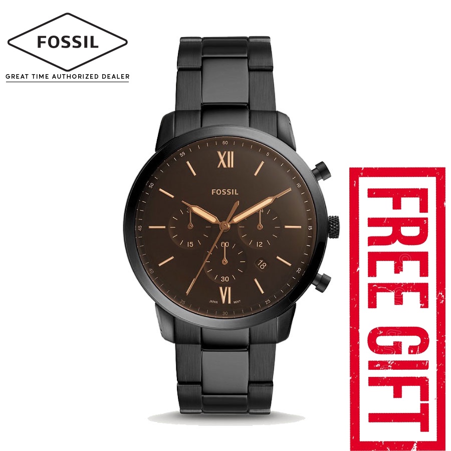 Fossil Fs Men S Neutra Chronograph Black Stainless Steel Watch