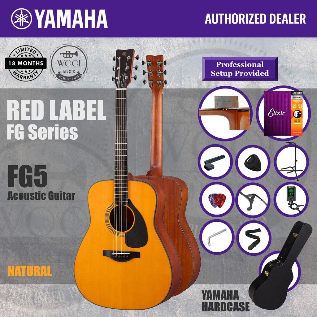 Yamaha Red Label FG5 Full Solid Dreadnought Acoustic Guitar With