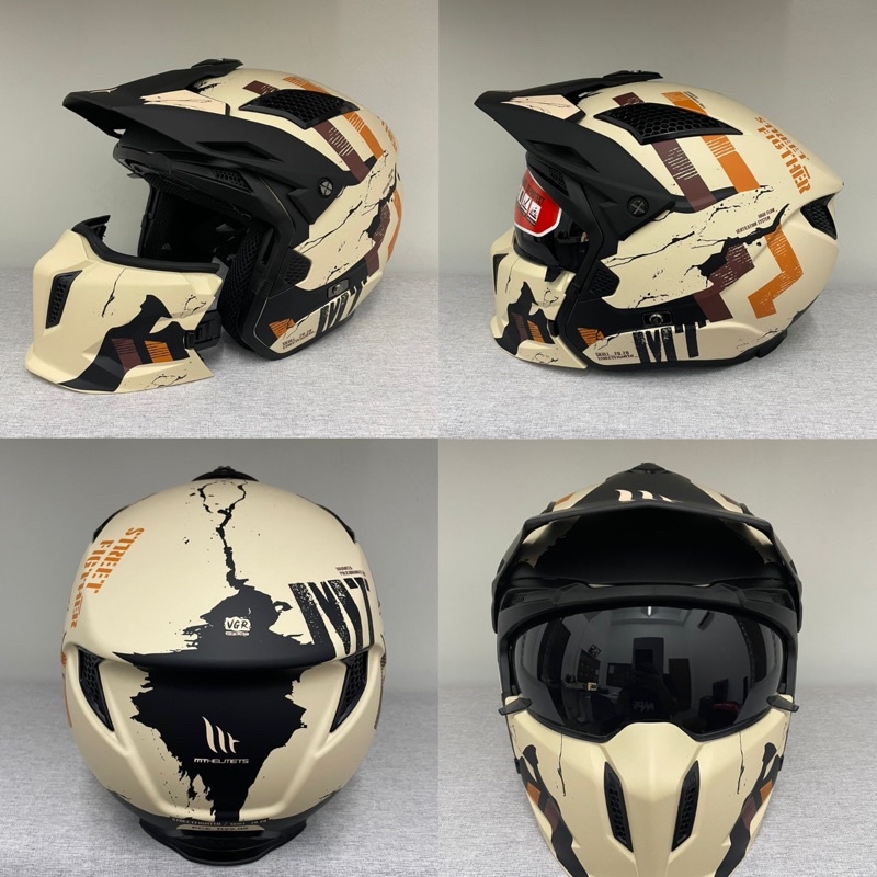 Mt Helmets Streetfighter Sv Skull A Matt Orange Open Full Face