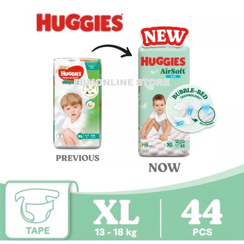 Huggies Airsoft Diapers Super Jumbo Pack Xl Pcs Shopee Malaysia