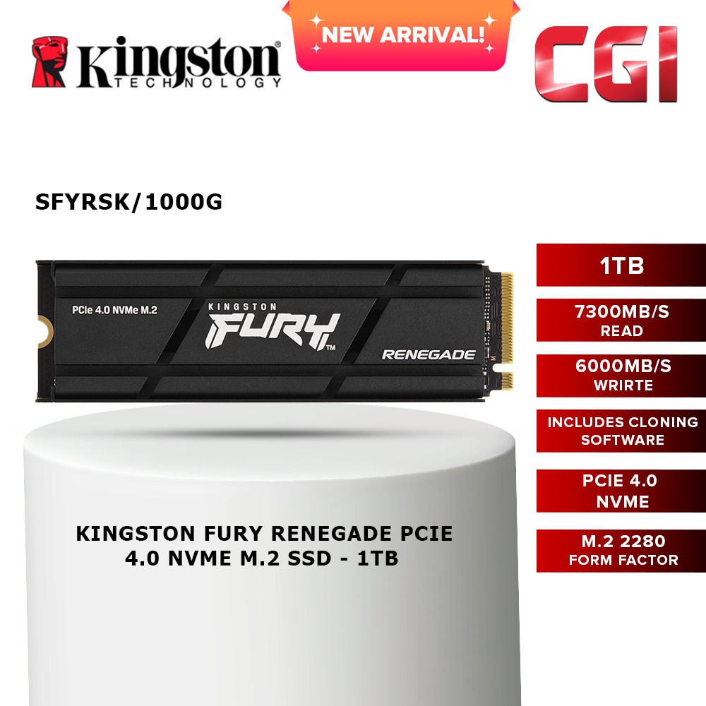 Kingston Fury Renegade PCIe Gen 4x4 M 2 2280 NVMe SSD SFYRSK 1000G