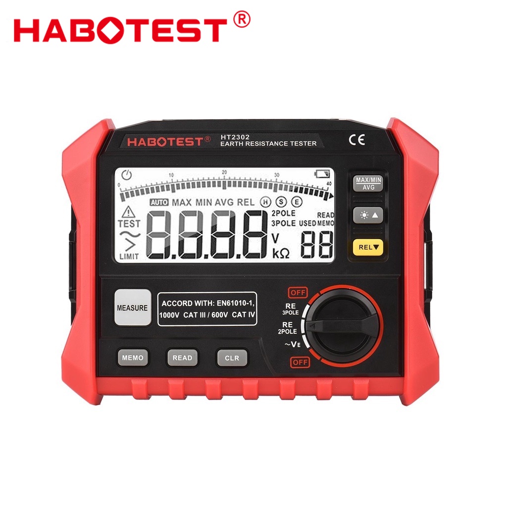 Habotest Ht Digital Earth Resistance Tester Meter Ohm To K Ohm