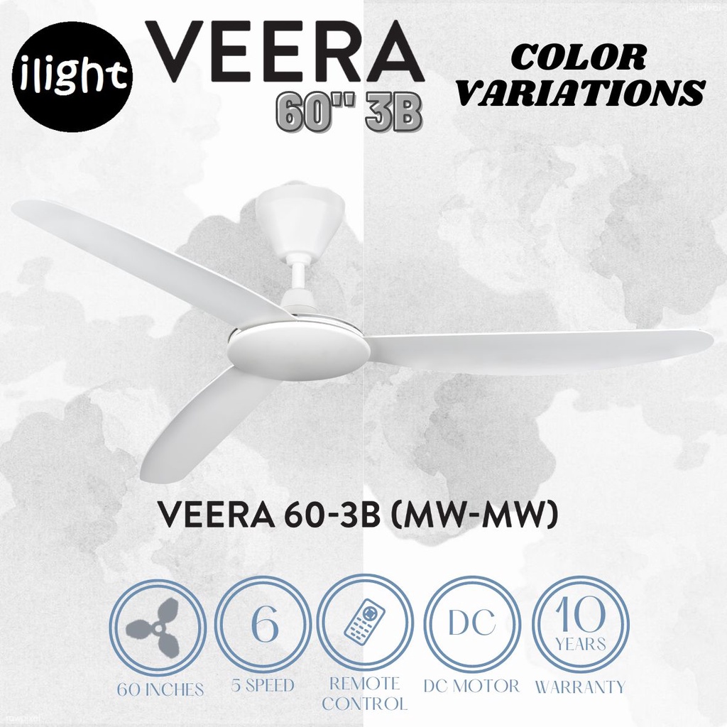 NSB FAN Veera 60 Inch 3 Blade Designer Ceiling Fan DC Motor 6 Speeds