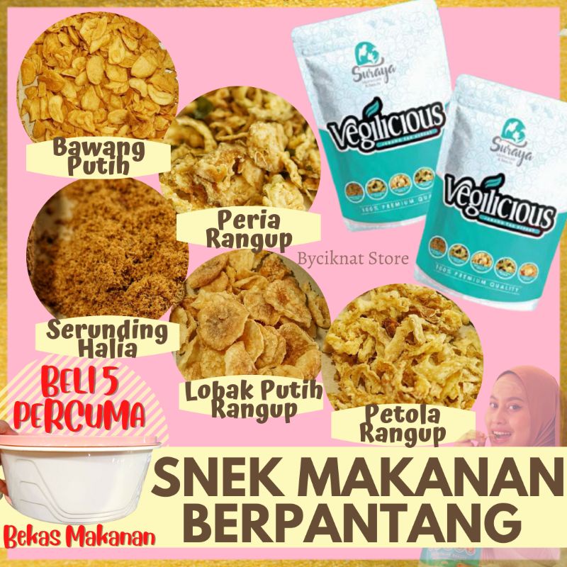 Snek Makanan Berpantang Bawang Putih Serunding Halia Peria