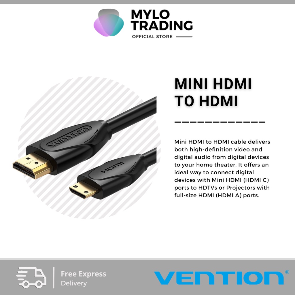 Vention Mini HDMI To HDMI Cable Male To Male 1080P HD 4K 3D HDMI Cable