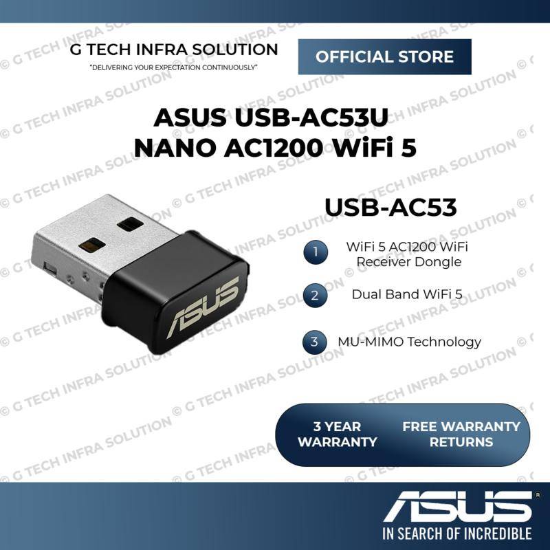 Asus USB AC53 Nano AC1200 WiFi 5 MU MIMO Dual Band USB WiFi Adapter