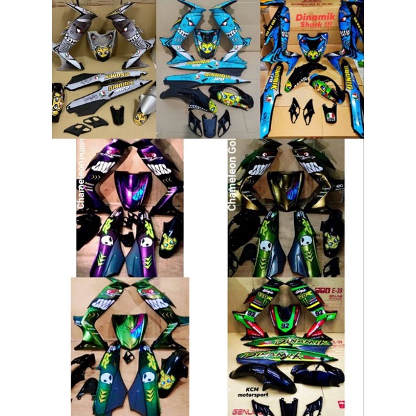 Coverset Modenas Dinamik Dinamik Modenas Full Wrap Shark Chameleon