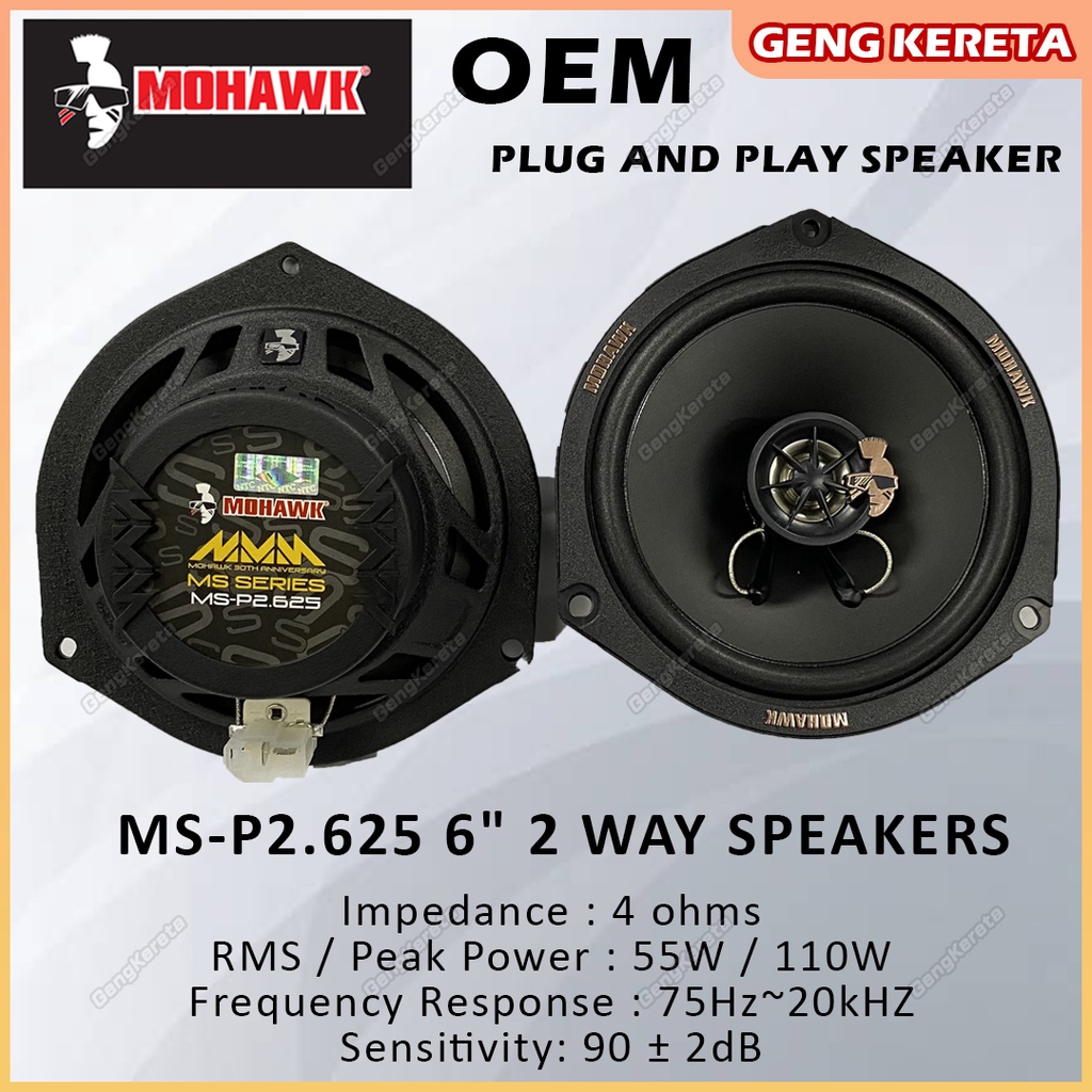 Mohawk Car Plug Play Front Rear Oem Speaker Kereta Proton Persona