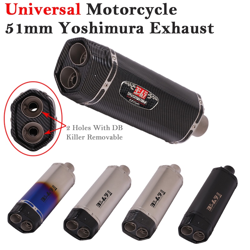 Universal Motorcycle Yoshimura Exhaust Pipe Double Outlet Escape Tip