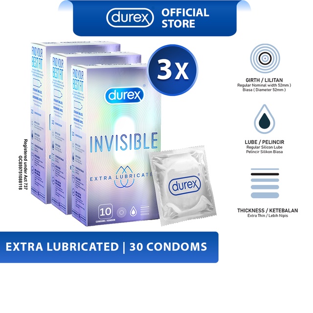 Durex Invisible Extra Lubricated Condoms Thinnest Extra Lubricant