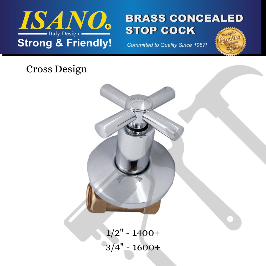 Isano Brass Concealed Stop Cock Wall Mounting Handle