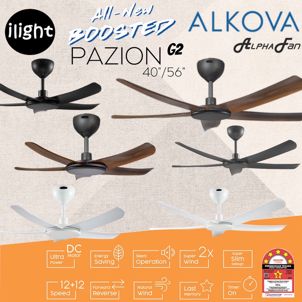 ALPHA Alkova PAZION G2 40 46 56 Inch DC Motor Ceiling Fan With 5