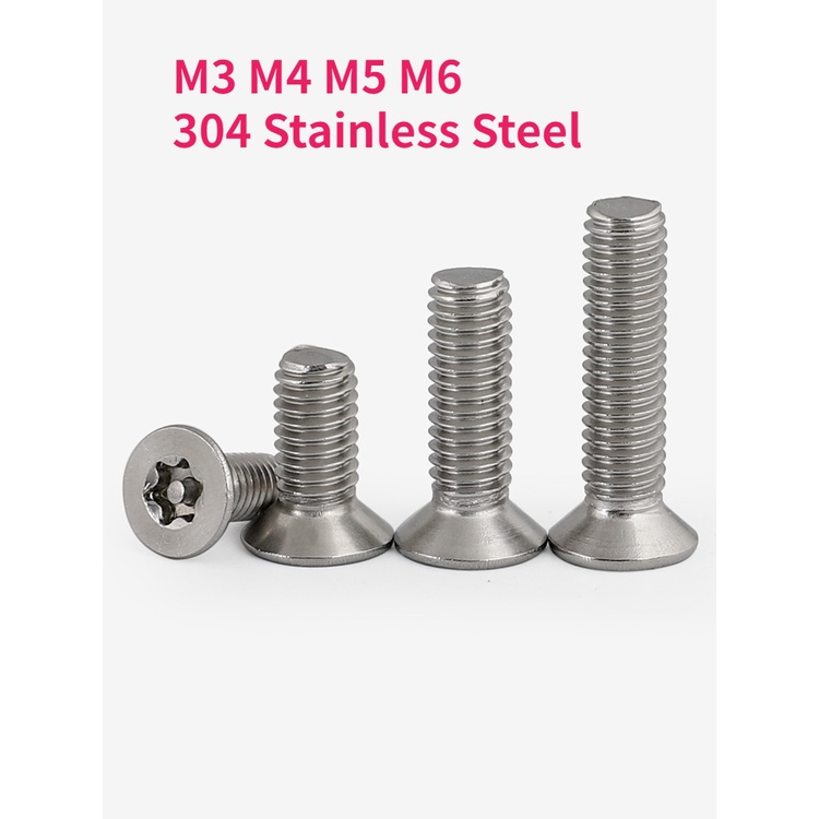 M3 M4 M5 M6 304 Stainless Steel Flat Countersunk Head Torx With Pin