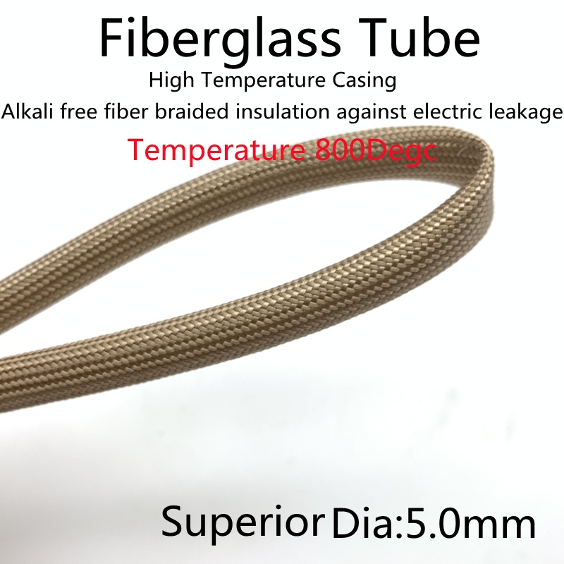 Dia 5mm Braided Fiberglass Sleeves 800 Deg C High Temperature Chemical