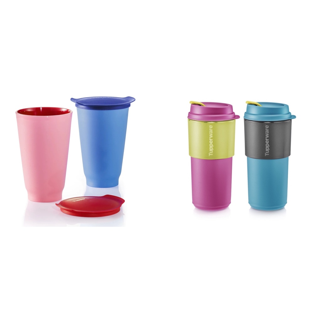 Tupperware Coffee To Go 490ml Blue Pink Reusable Coffee Mug