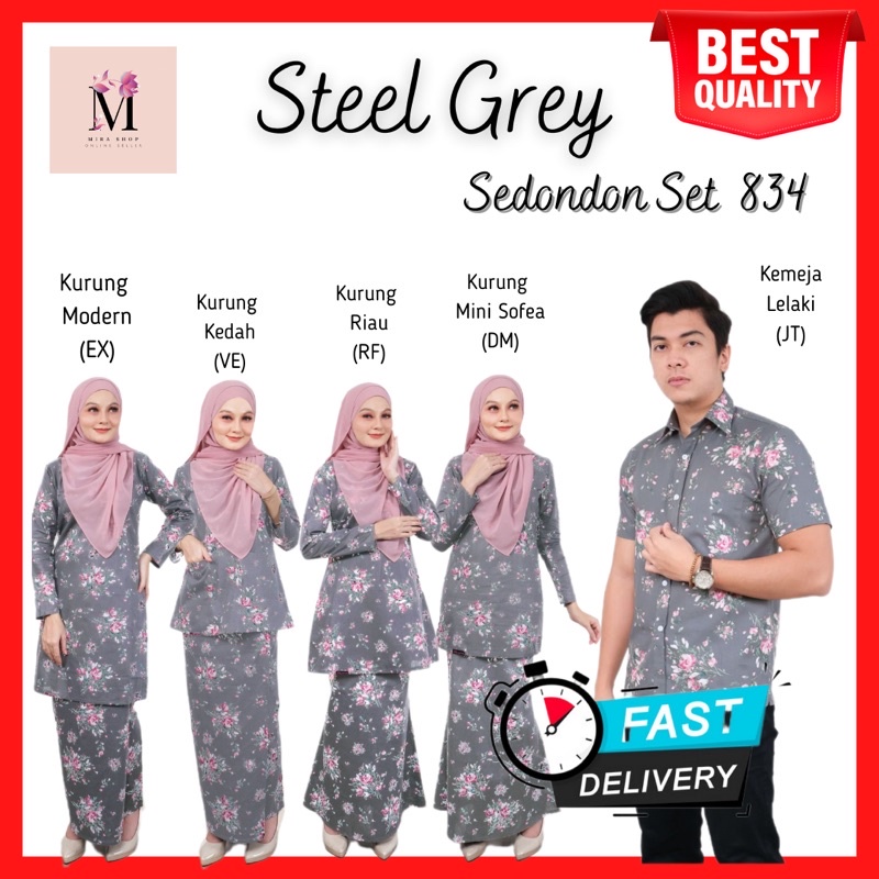 Dhia New Steel Grey Sedondon Baju Kurung Modern Riau Kedah