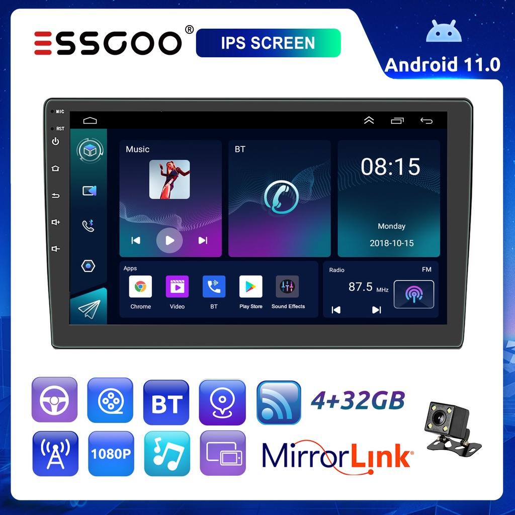 ESSGOO Double 2 Din 4 32GB 9 Inch Android Car Player Multimedia MP5