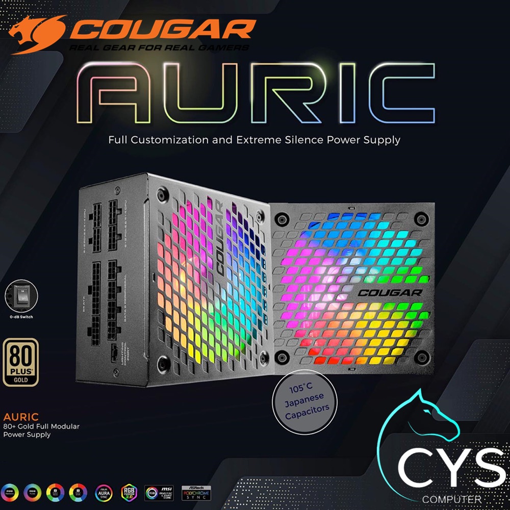 COUGAR AURIC 650 750 80PLUS GOLD ARGB FULL MODULAR POWER SUPPLY