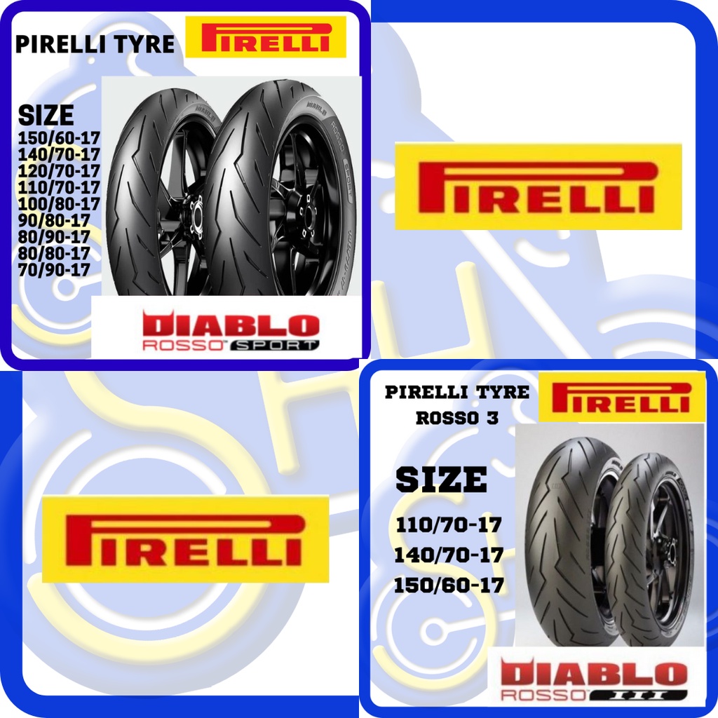 PIRELLI DIABLO ROSSO 3 ROSSO SPORT TUBELESS TYRE TIRE TAYAR DIABLO