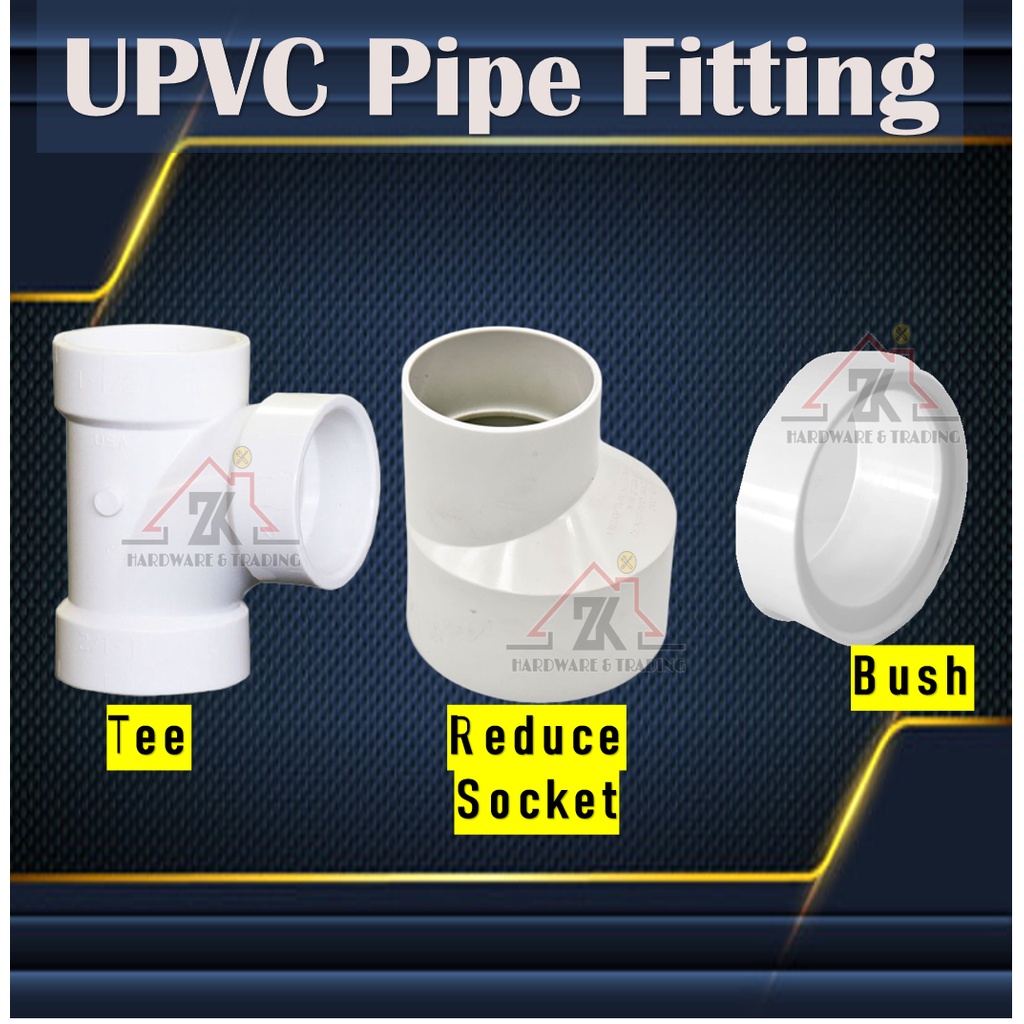 UPVC Water Pipe Fitting Tee UPVC Reduce Socket Bush White Pipe Sink