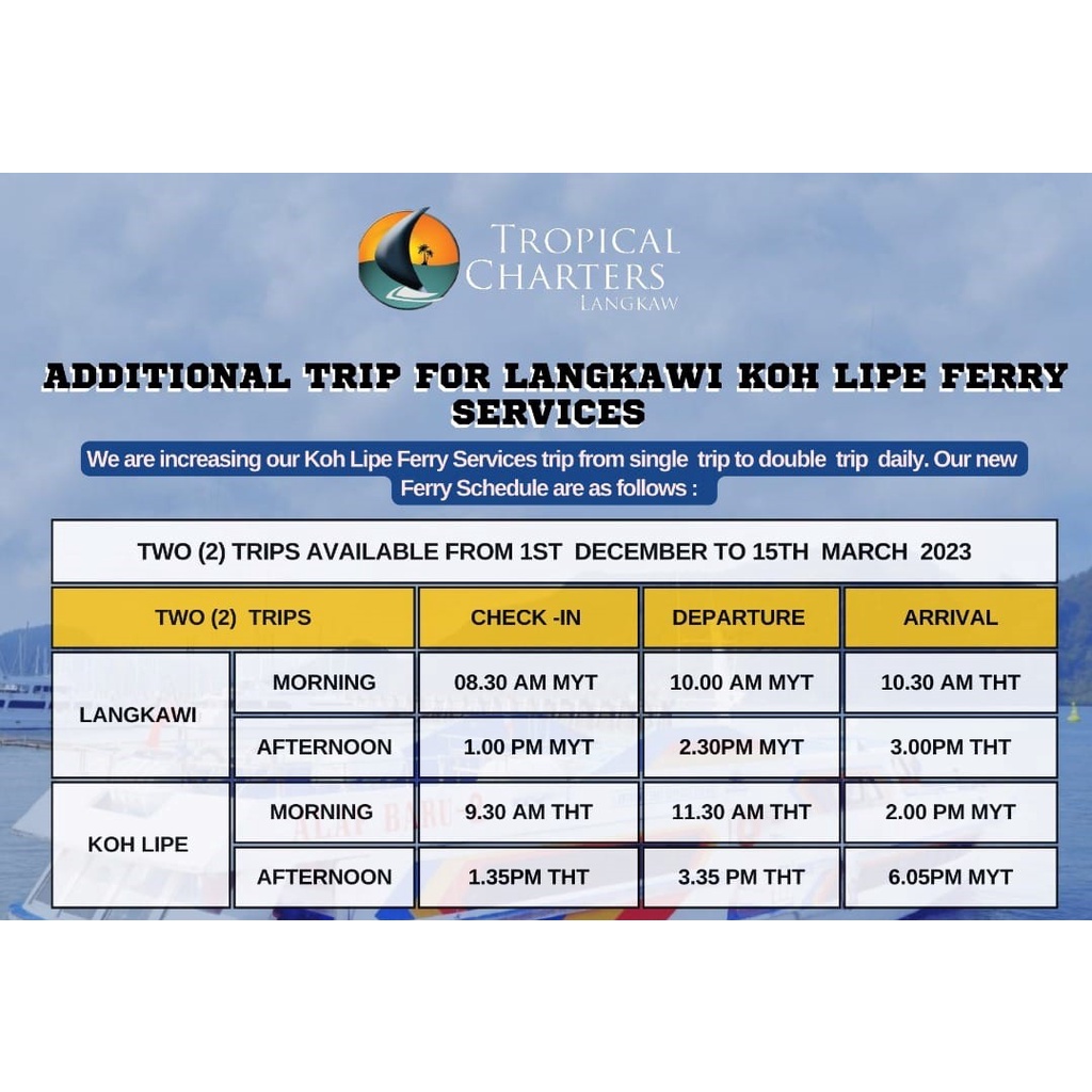 LANGKAWI FERRY TICKET LGK KOH LIPE LGK 1 Way Ticket Shopee Malaysia