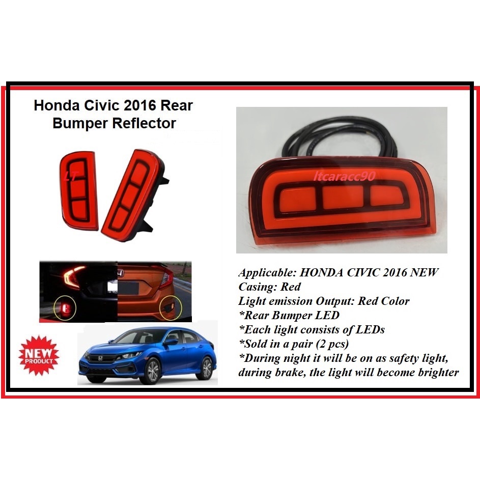 Honda Civic Rear Bumper Reflector Shopee Malaysia