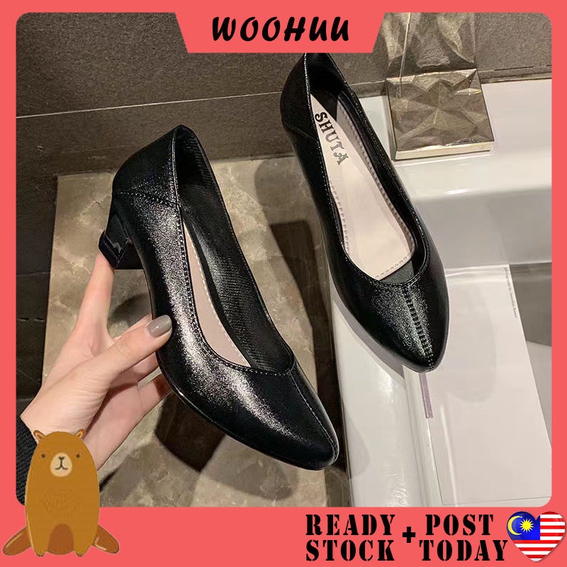 READY STOCK WOOHUU Women OL Pointed Middle Heel Office Wear Kasut Kerja