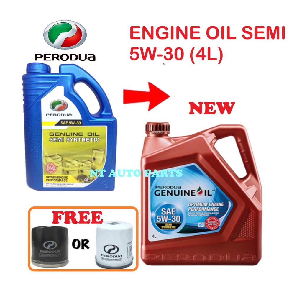 PERODUA 5W30 5w 30 Semi Synthetic Engine Oil 4L Perodua Oil Filter