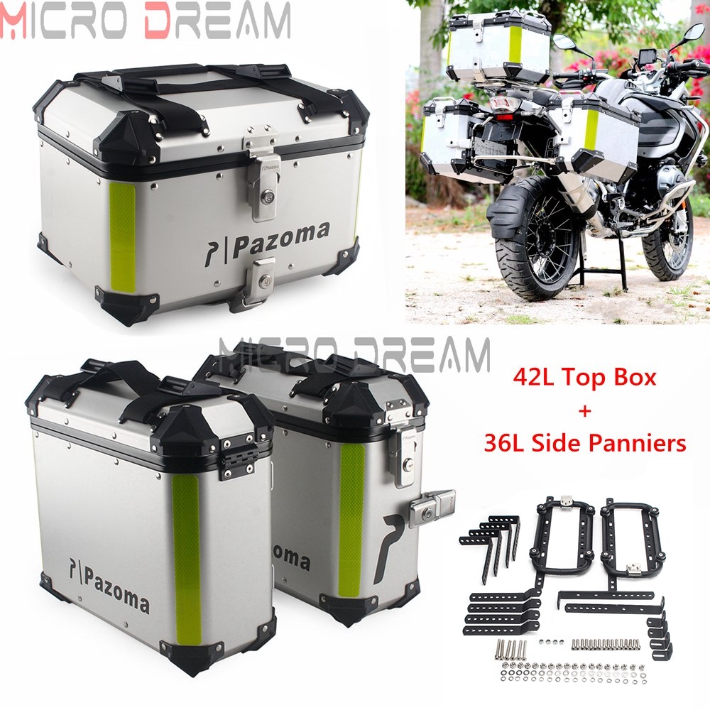 Motorcycle L Side Boxes Aluminum L Top Case Tail Box Luggage Cargo