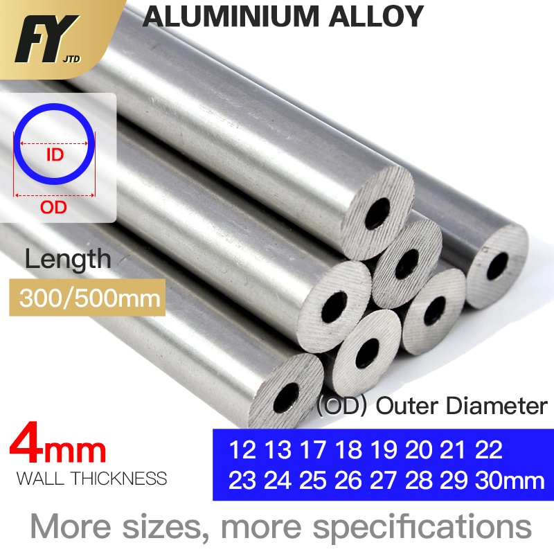 FUYI Aluminum Tube 4mm Wall Thickness OD 12 30mm Pipe 300mm 500mm