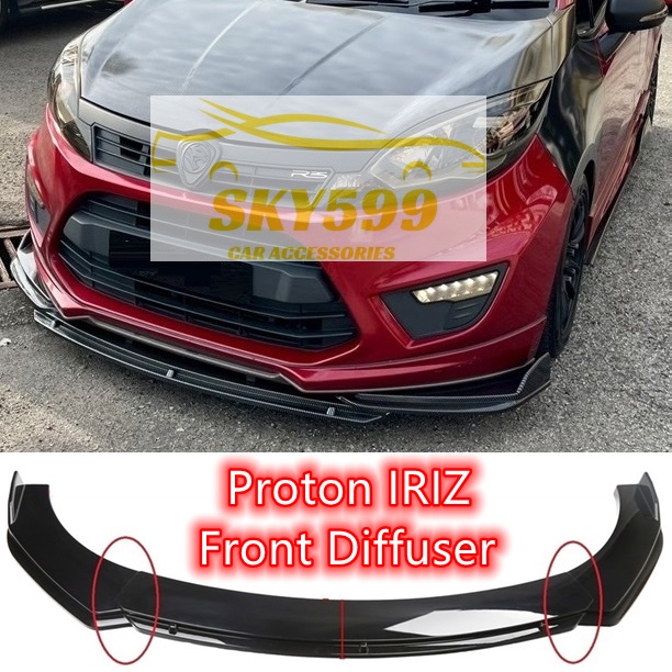 Proton Iriz Front Bumper Diffuser Lip Wrap Angle Splitters Black