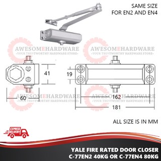 FIRE RATED YALE C 77EN2 40KG OR C 77EN4 80KG HEAVY DUTY DOOR CLOSER