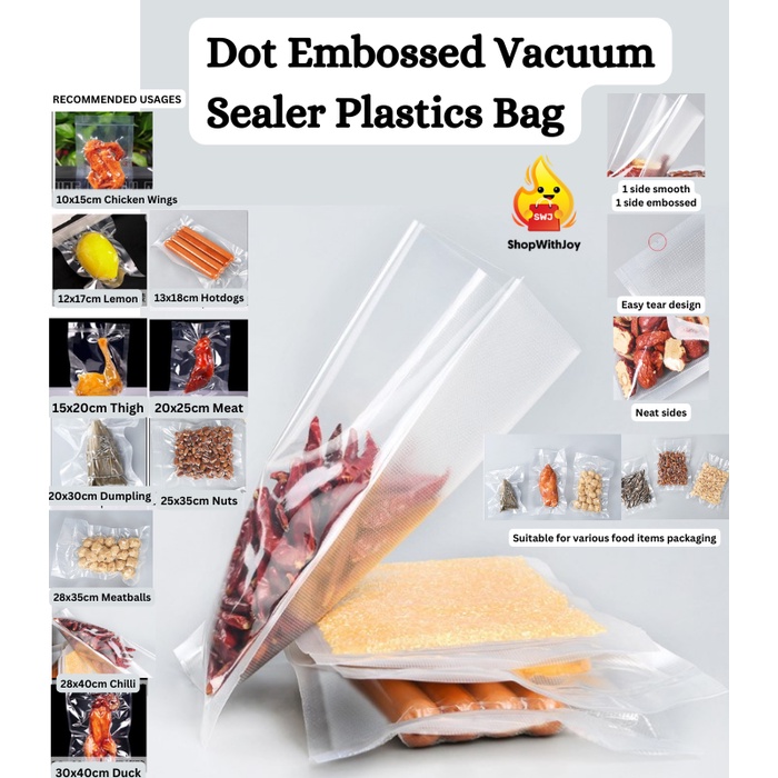 ShopWithJoy100pc Kitchen Vacuum Plastics Bag Packaging Vacuum Sealer