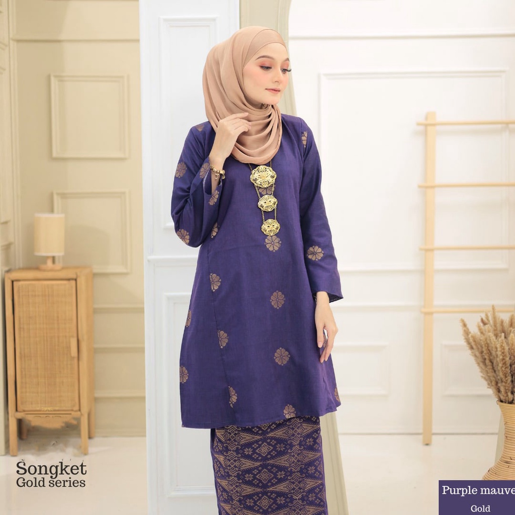 Baju Kurung Pahang Songket Tenun Bunga Tabur Exclusive Shopee Malaysia