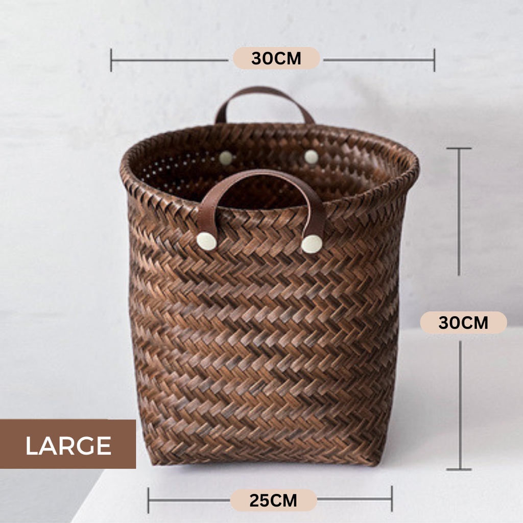 Aesthetic Premium Big Storage Basket Handmade With Handle Multiuse Raga