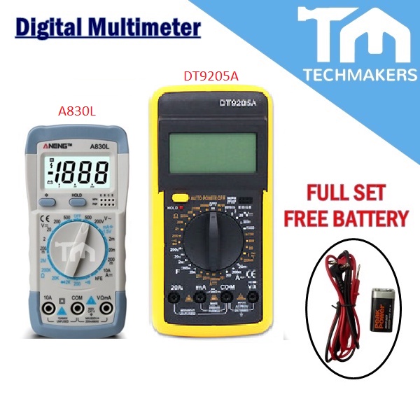 A830L 830 DT9205A 9205 LCD Digital Multimeter Meter DC AC Current