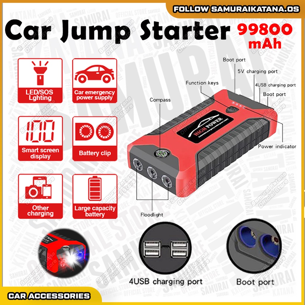 Mah V Car Jump Starter Power Bank Emergency Led Powerbank With