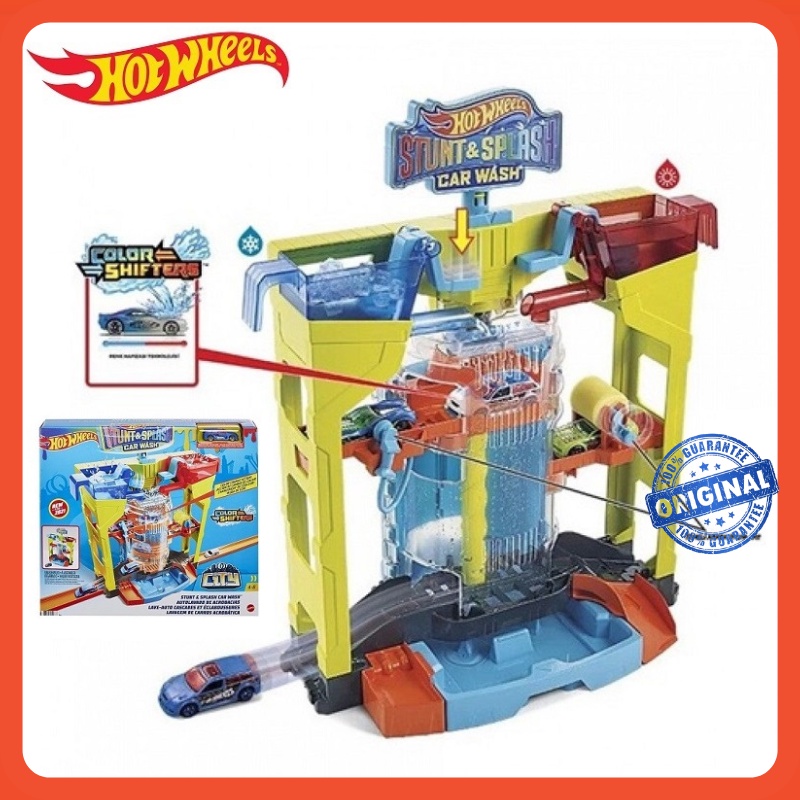 Original Hot Wheels City Color Shifters Stunt Splash Car Wash Playset