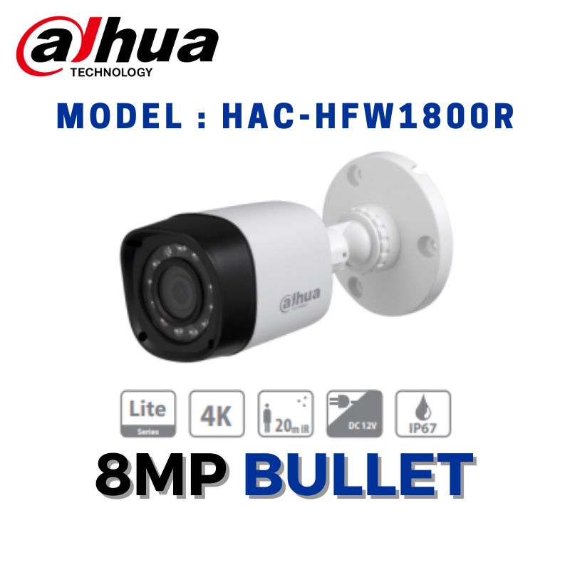 DAHUA CCTV 4 In 1 Outdoor Bullet Camera Analog Ultra HD 8MP 4K Fixed