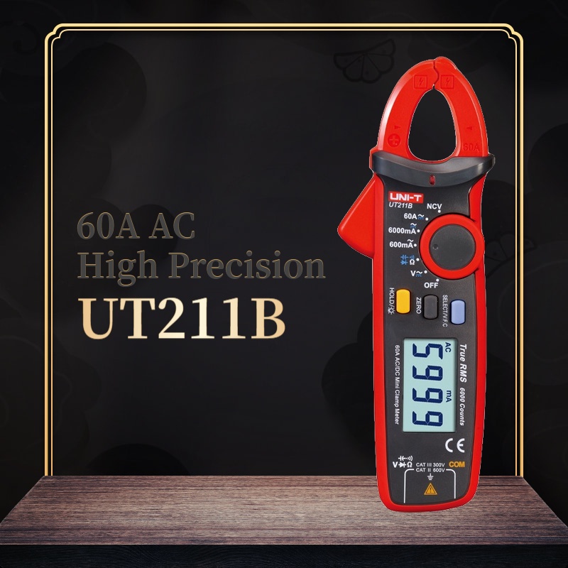 UNI T UT211B 60A Mini Clamp Meter True RMS Data Retention LCD Backlight