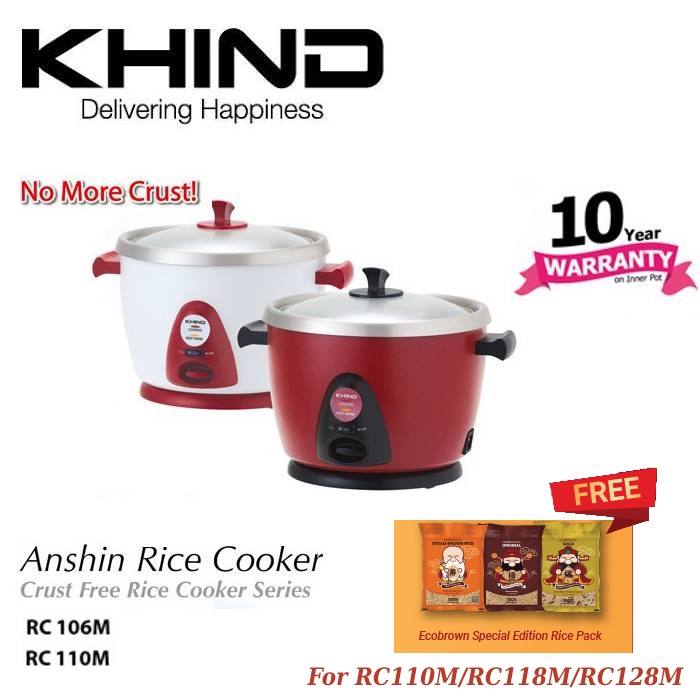 KHIND 1 0L ANSHIN RICE COOKER WITH STAINLESS STEEL INNER POT RC110M