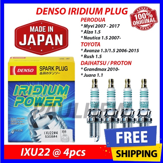 Denso Iridium Alza IXU22 4pcs Perodua Alza Myvi Toyota Avanza Rush